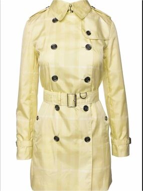 Burberry Brit Check Belted Trench Coat Pale Yellow US 8 / UK 10